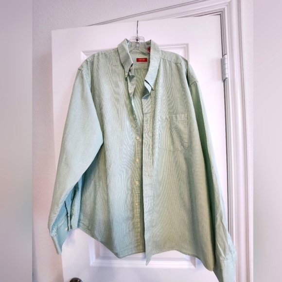 Mens Izod light green striped button-down shirt size XXL - Picture 1 of 5